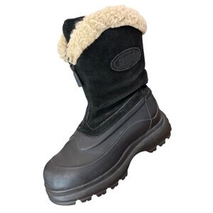 Cougar Black Insulated Winter Boots with Faux Fur Trim & Zipper Front, Sz 8